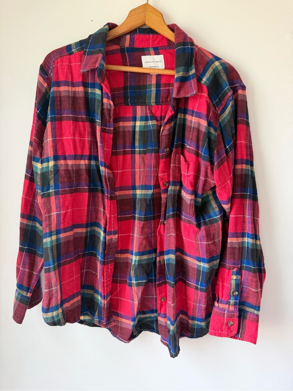 American Eagle Outfitters Boyfriend Red Plaid Flannel Shirt
